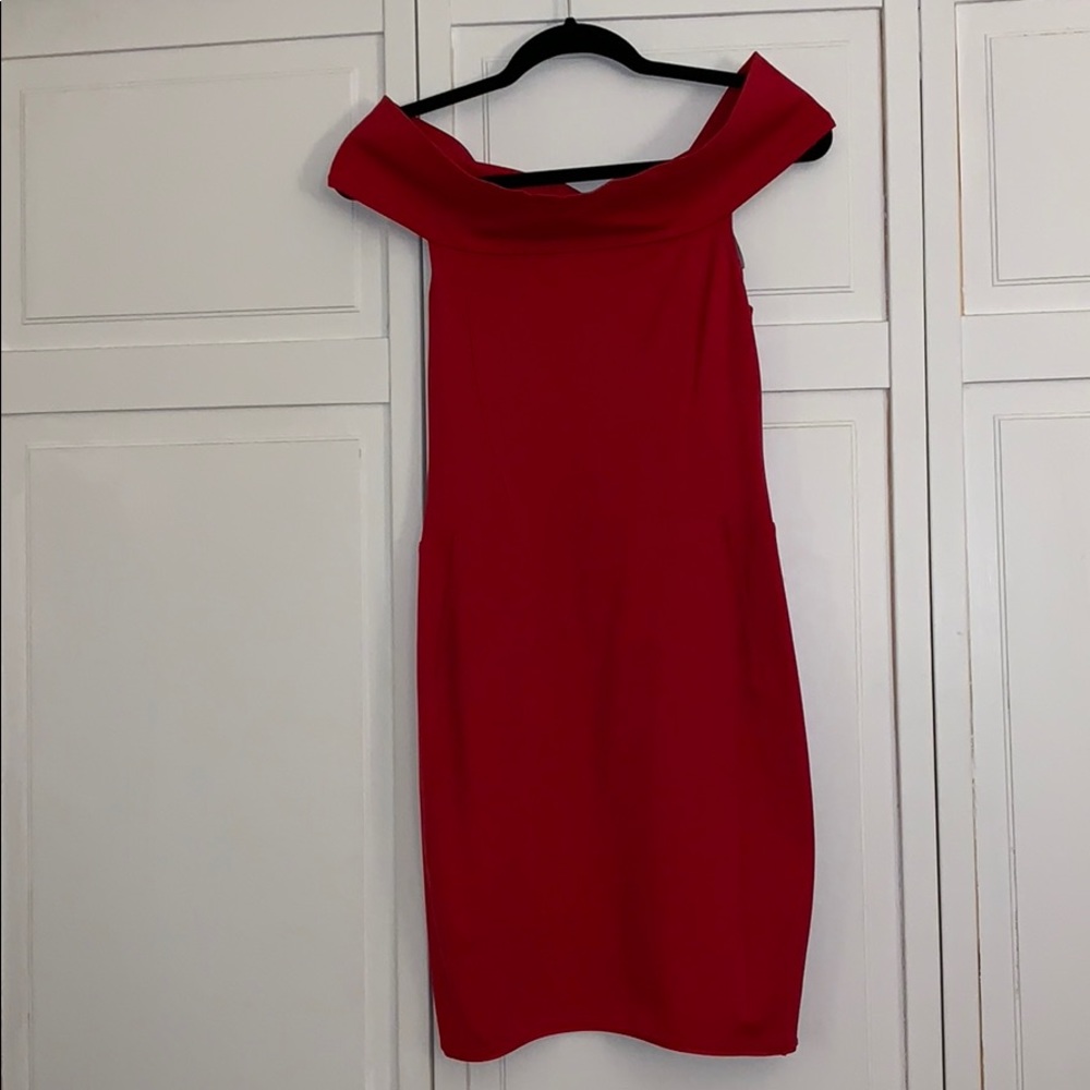 Halston Heritage red body con dress